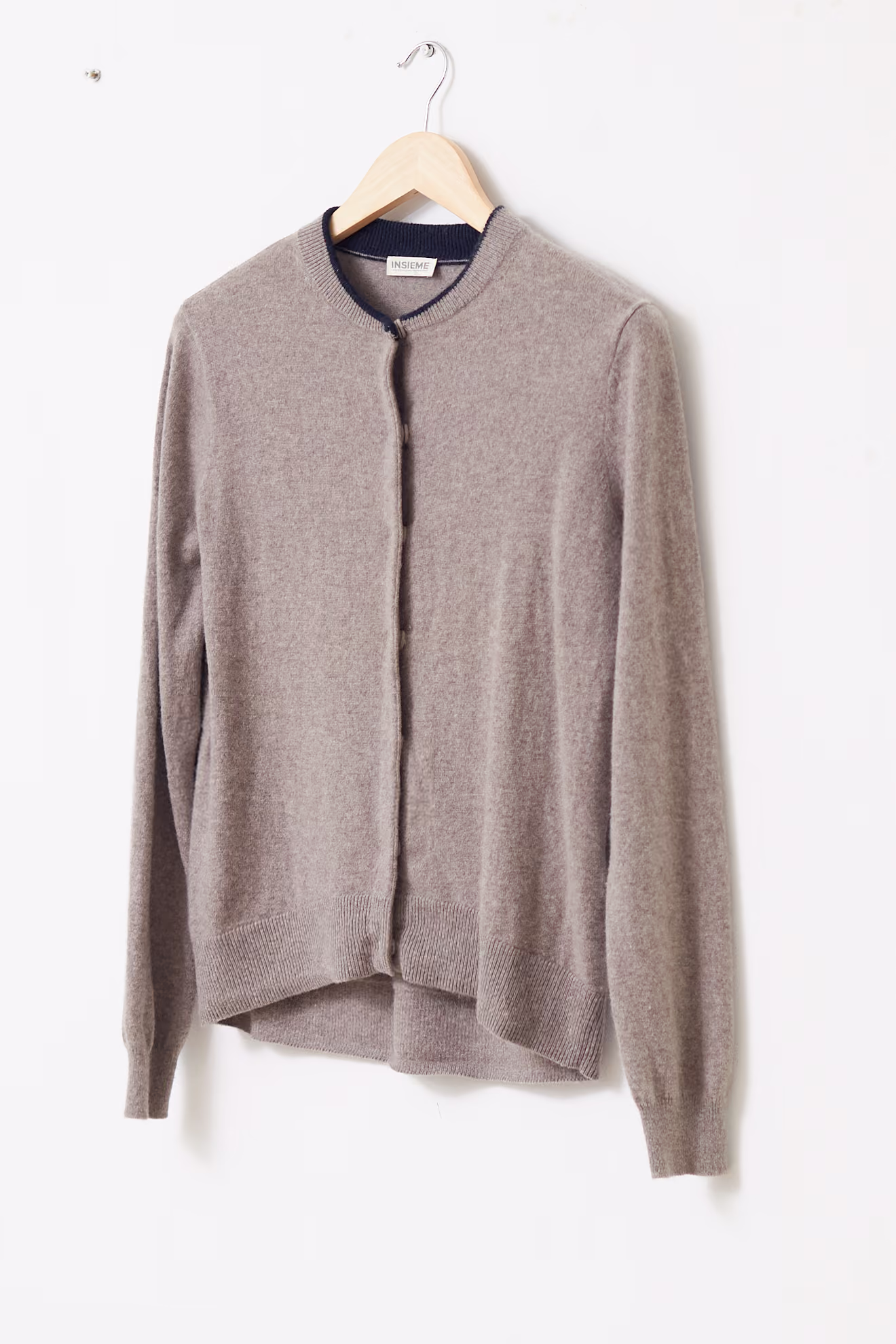 Cardigan Minimalist din 100% Cașmir Taupe - M - imagine 4