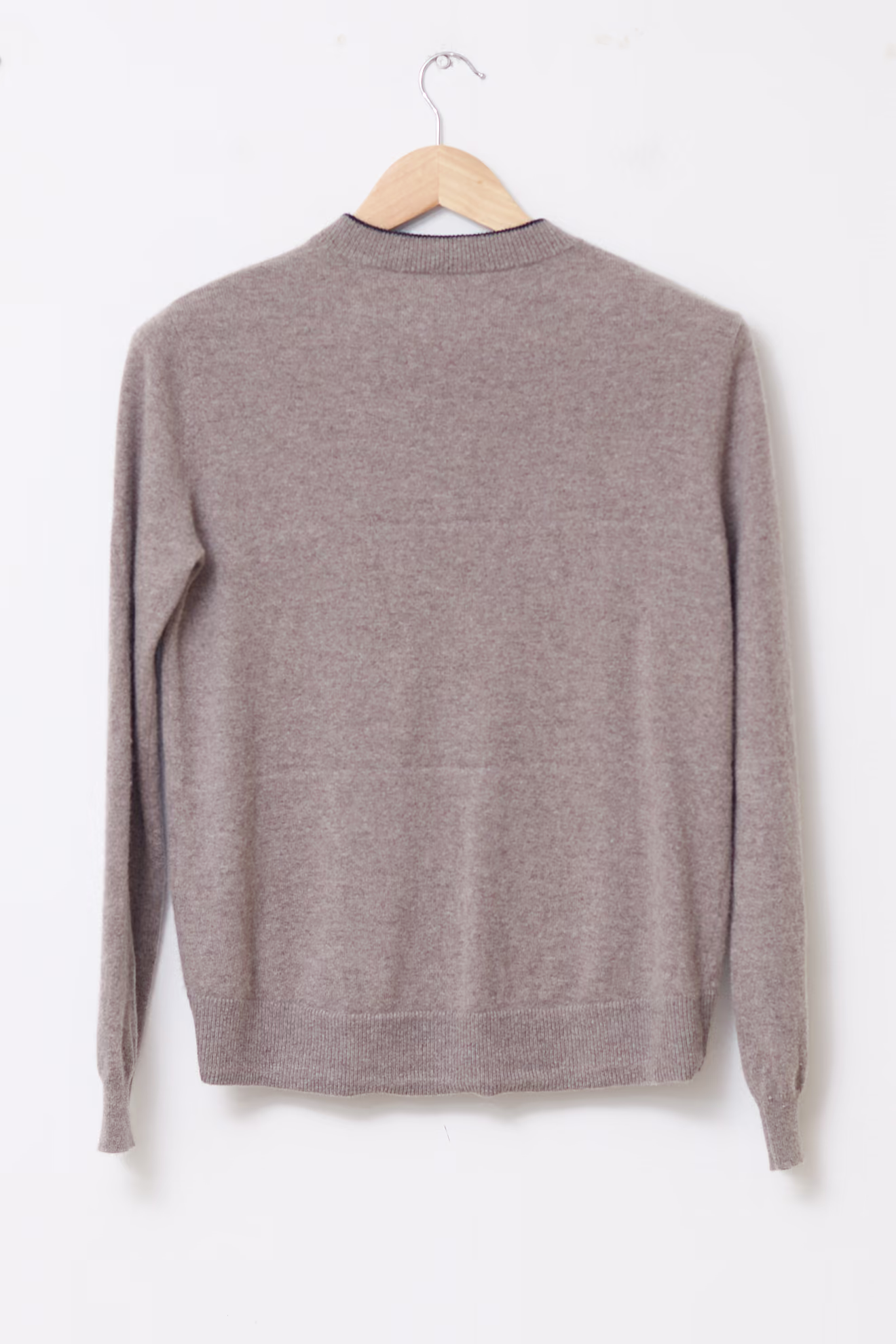 Cardigan Minimalist din 100% Cașmir Taupe - M - imagine 5