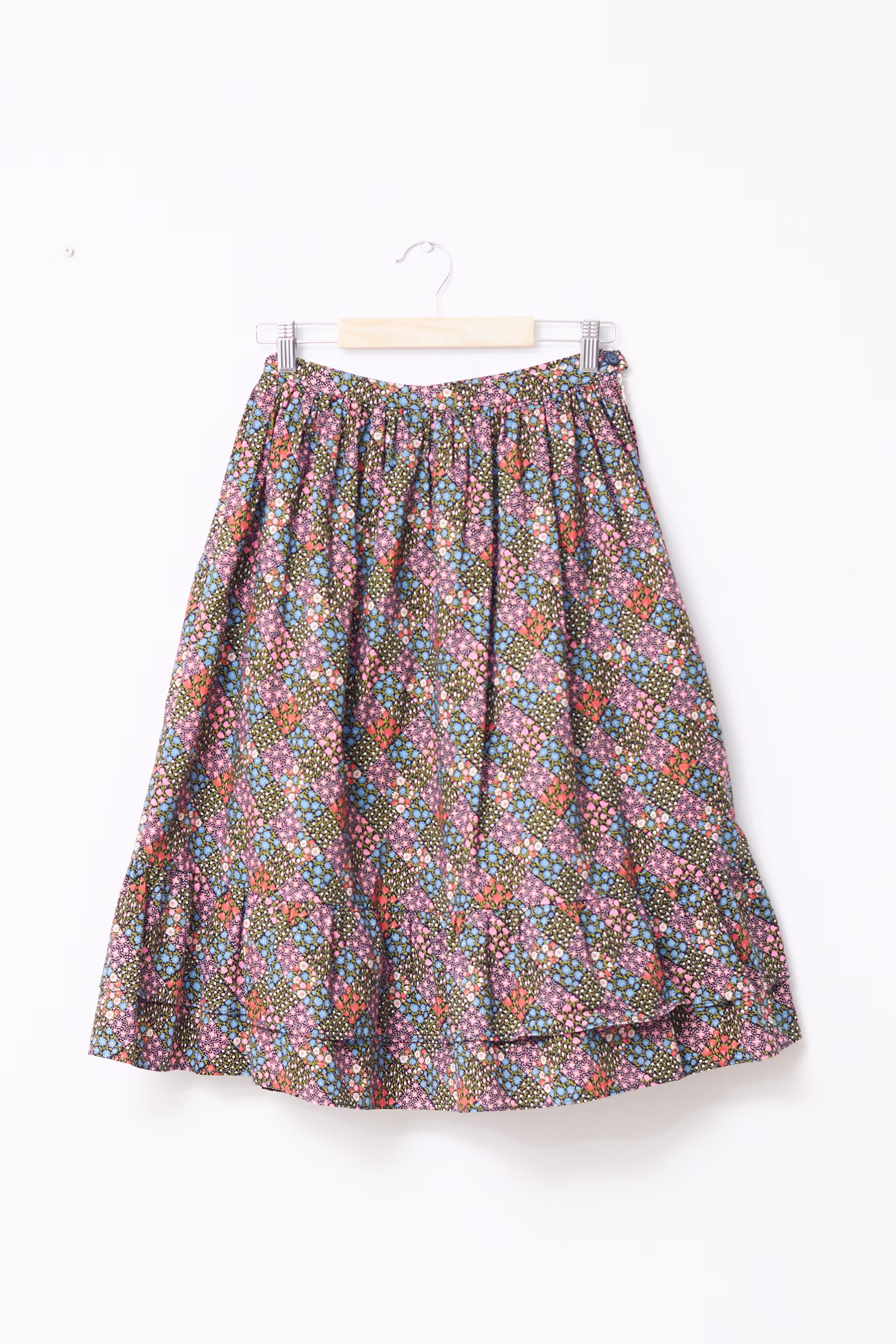 Fustă Vintage Midi Floral Patchwork din Bumbac 100% – Mărime S / XS - imagine 2