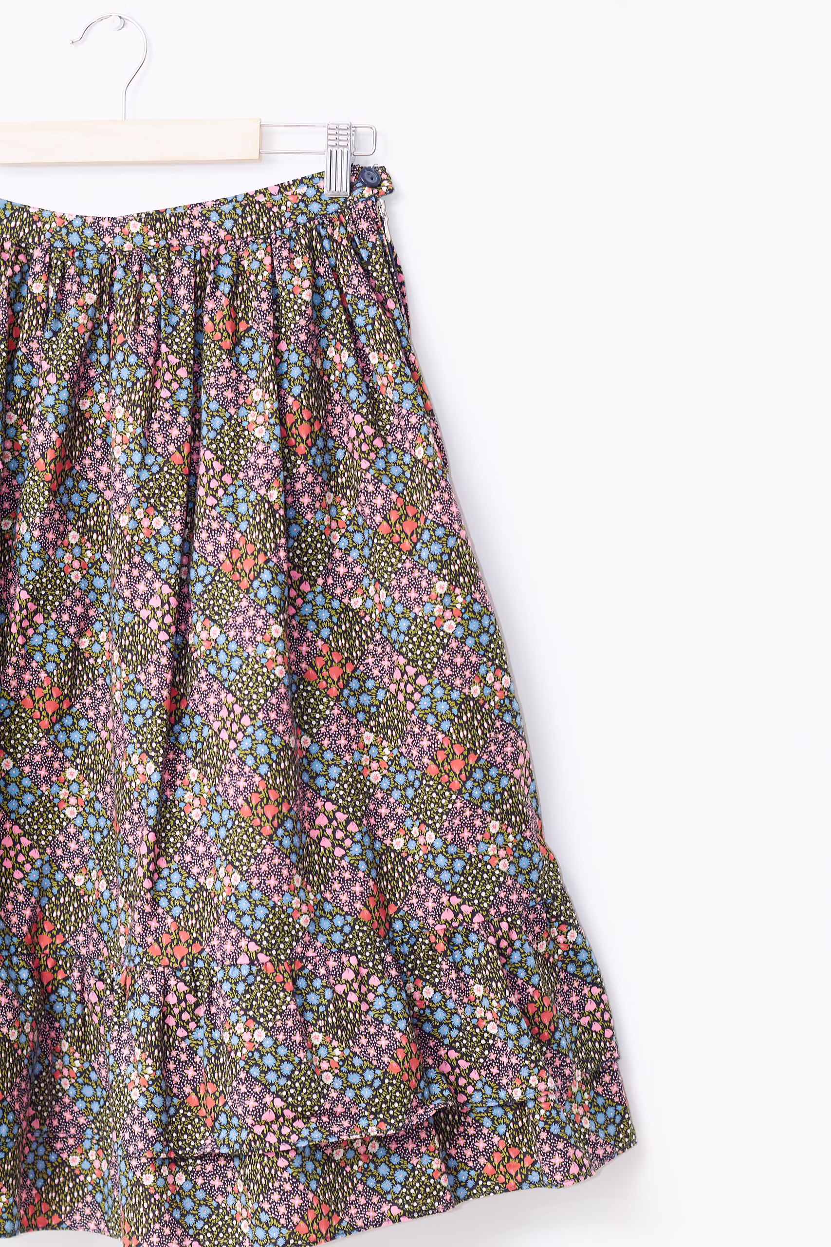 Fustă Vintage Midi Floral Patchwork din Bumbac 100% – Mărime S / XS - imagine 3