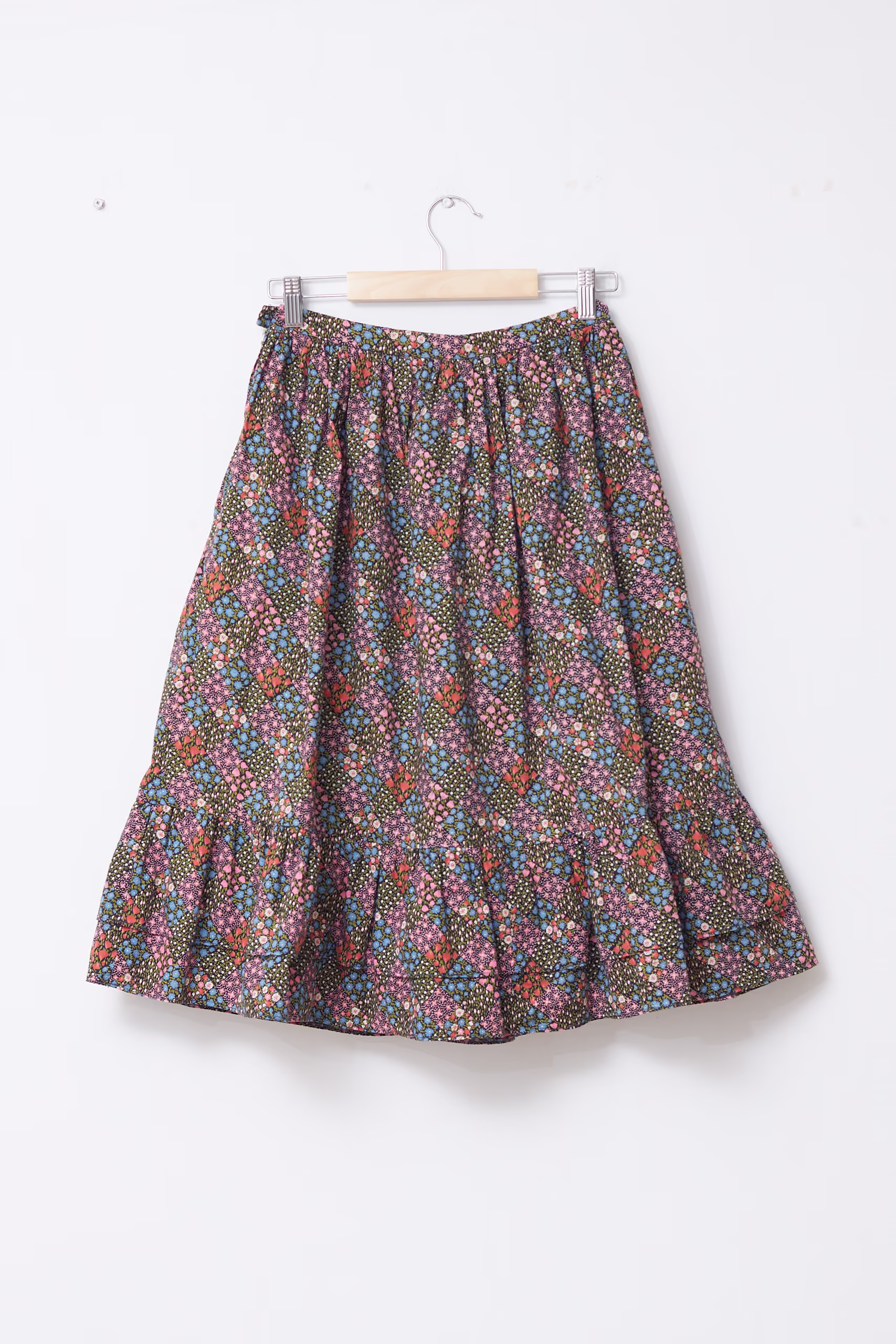Fustă Vintage Midi Floral Patchwork din Bumbac 100% – Mărime S / XS - imagine 4