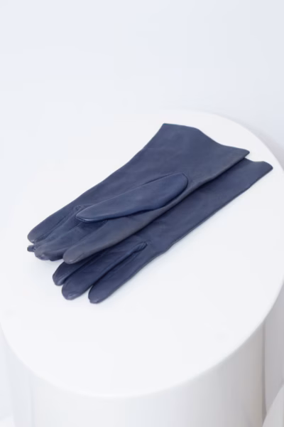 Mănuși Elegante din Piele Fină Albastru Închis (Navy)- S
