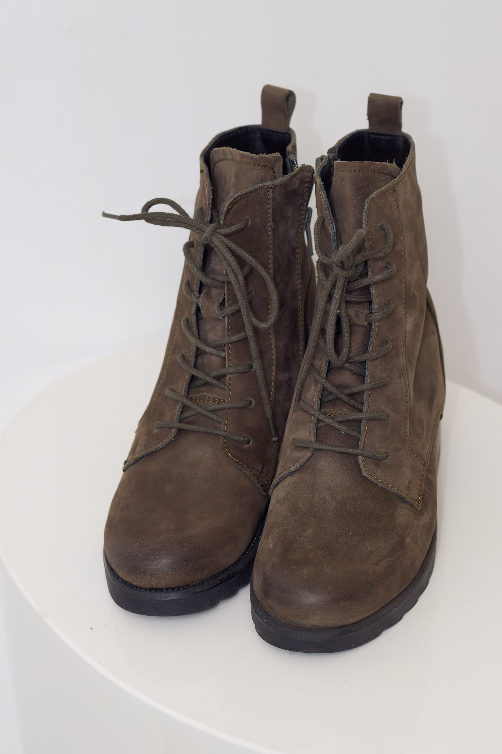 Bocanci din Piele Naturală Nubuc Kaki - 37 - imagine 2
