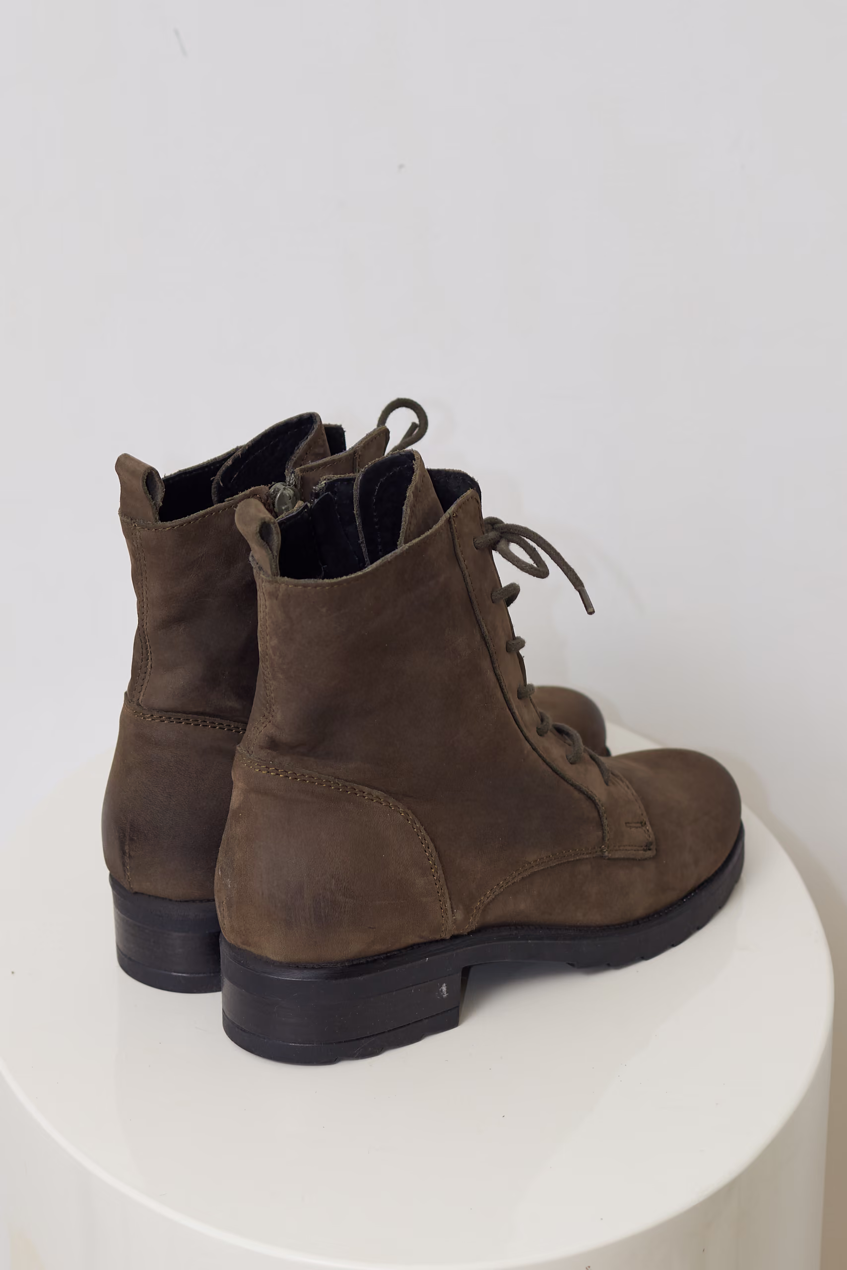Bocanci din Piele Naturală Nubuc Kaki - 37 - imagine 5