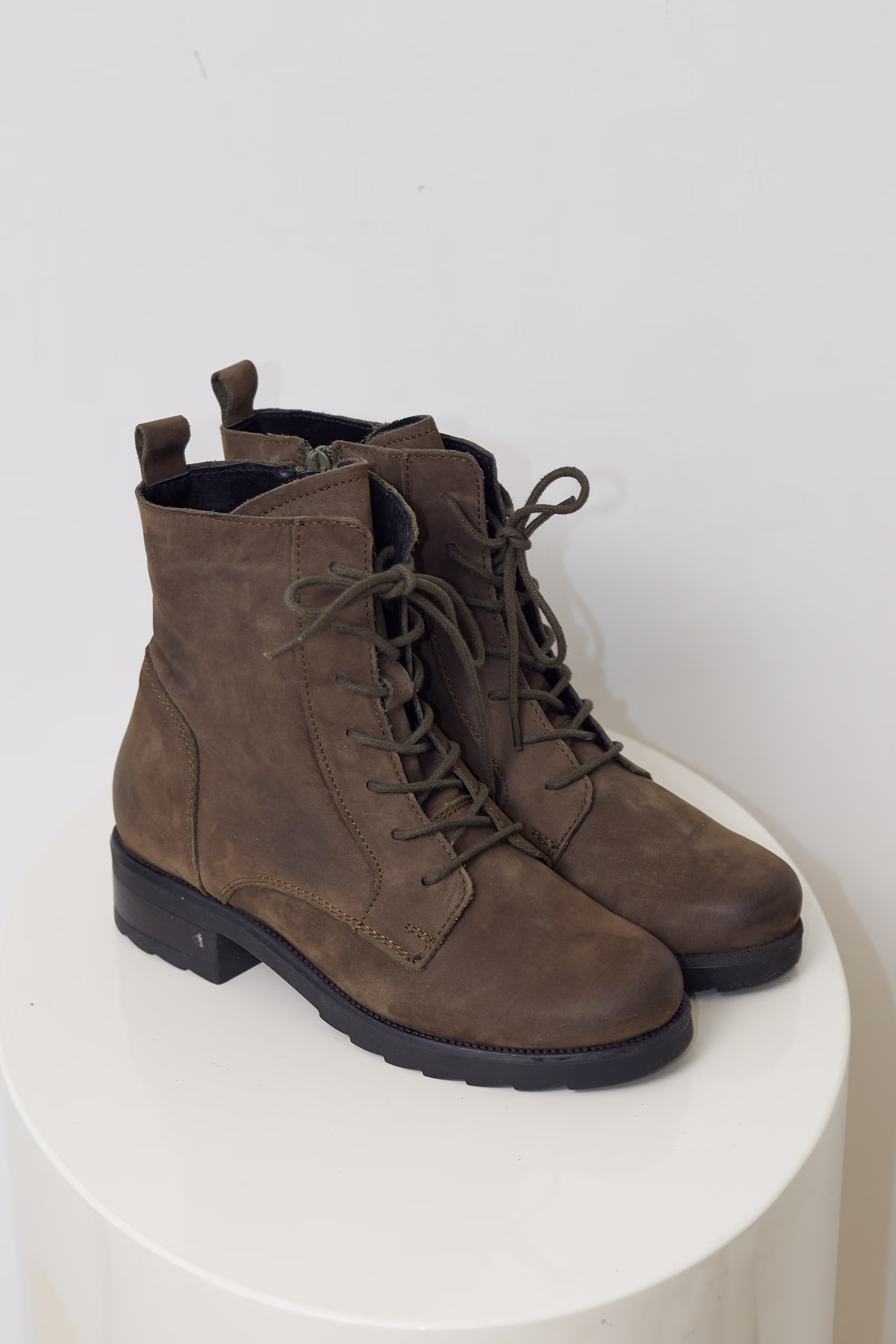 Bocanci din Piele Naturală Nubuc Kaki - 37 - imagine 6