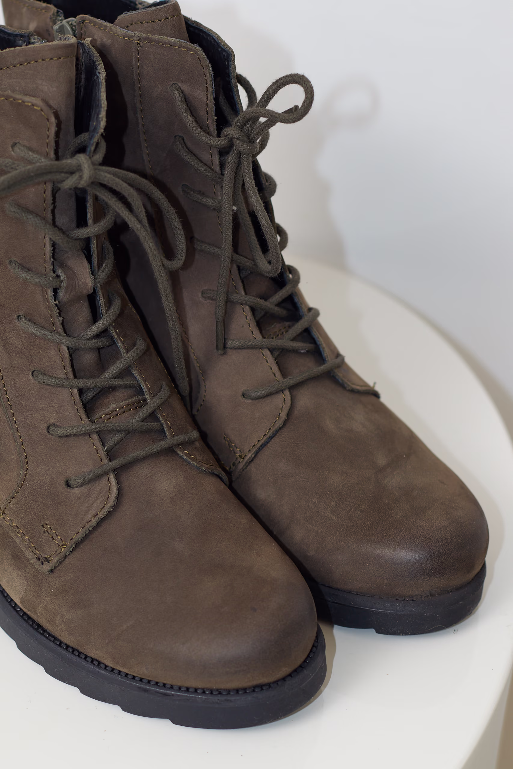 Bocanci din Piele Naturală Nubuc Kaki - 37 - imagine 7