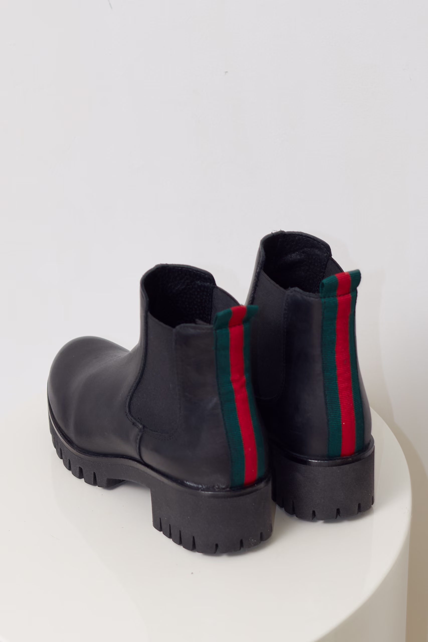 Ghete Chelsea din Piele Naturală Neagră Cu Detaliu Multicolor- 38 - imagine 4