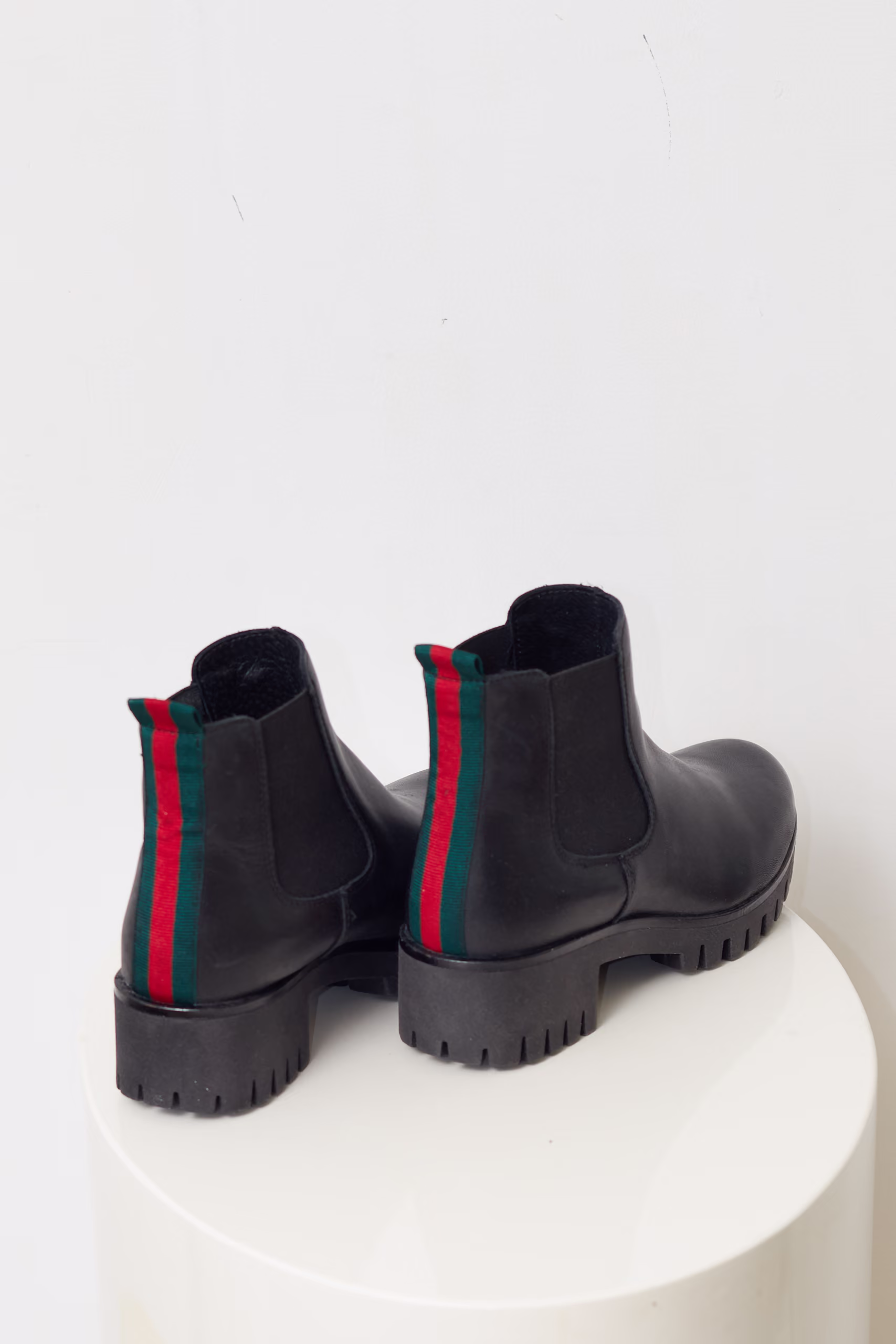 Ghete Chelsea din Piele Naturală Neagră Cu Detaliu Multicolor- 38 - imagine 5