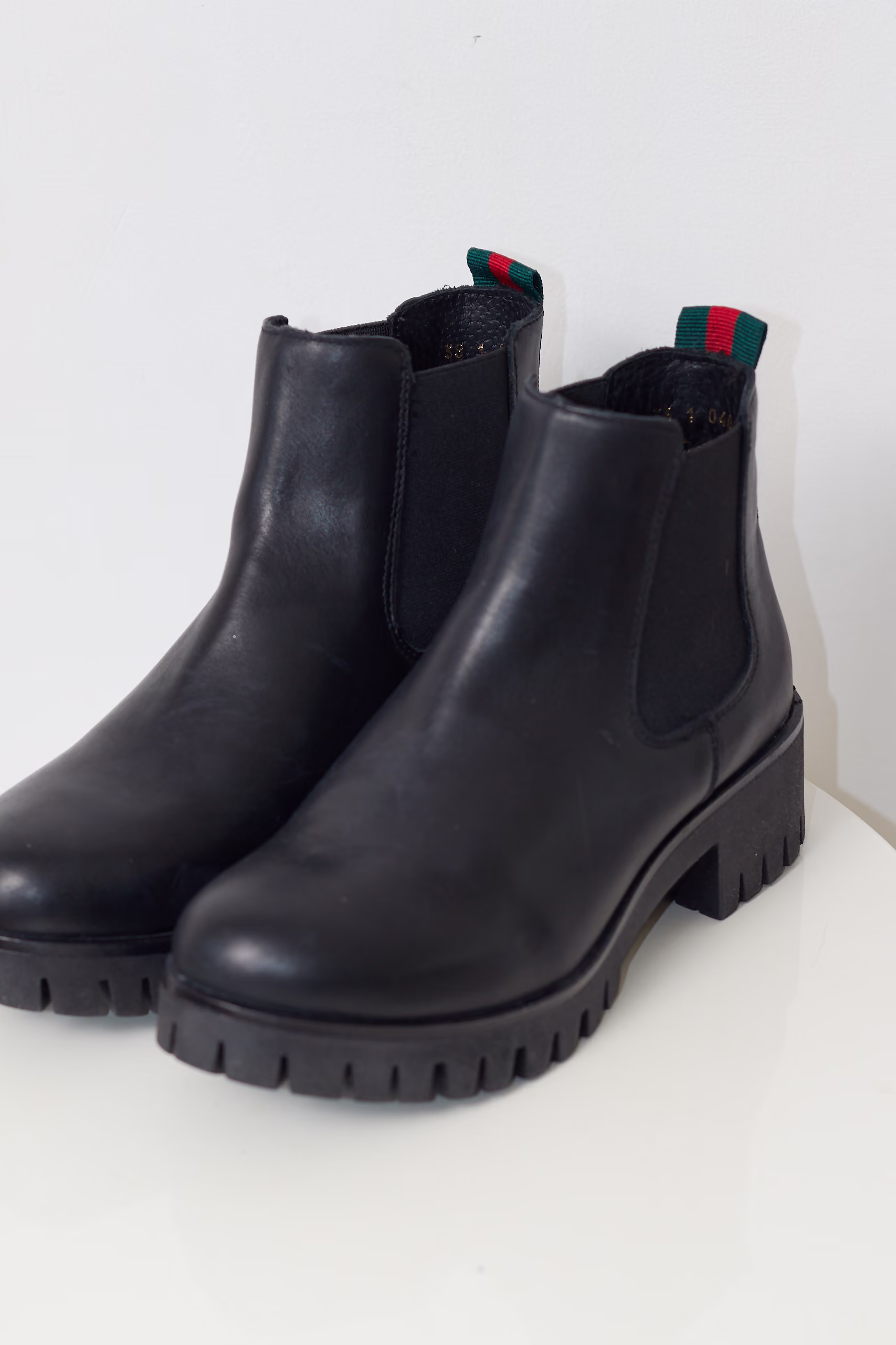 Ghete Chelsea din Piele Naturală Neagră Cu Detaliu Multicolor- 38 - imagine 7