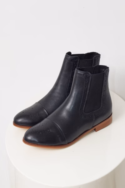 Ghete Chelsea din Piele Naturală Black Slim -38