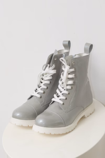Bocanci din Piele Naturală Lăcuită Îmblăniți Grey