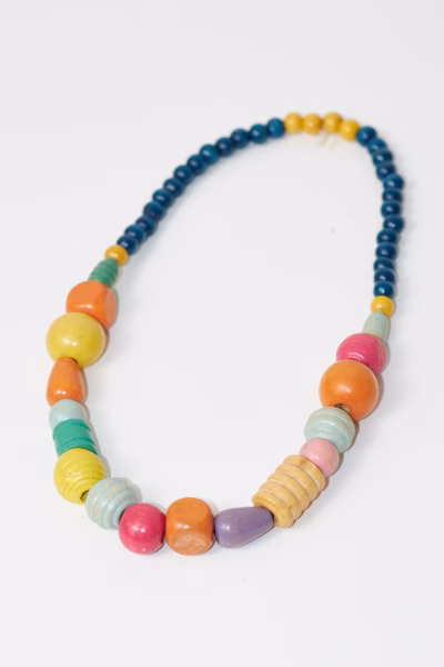 Colier din Mărgele de Lemn Multicolore